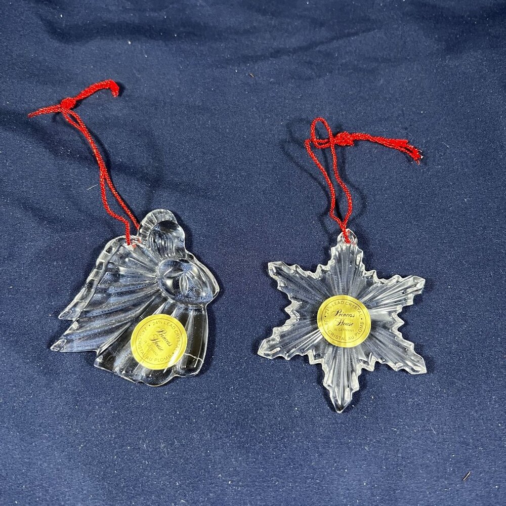 Princess House 24% Lead Crystal Ornaments - Snowflake & Angel - Exclusive Collec